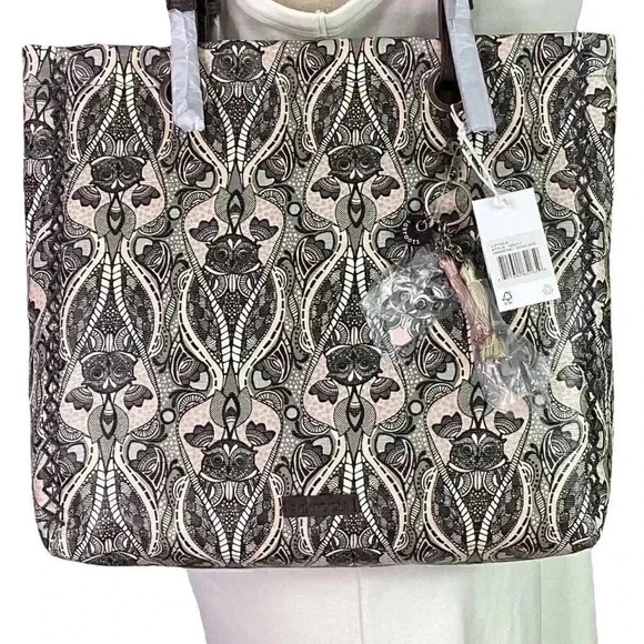 SAKROOTS Shopper Tote Loyola Soulful Desert Purse Black Multi Bag Charms NEW - Picture 2 of 15